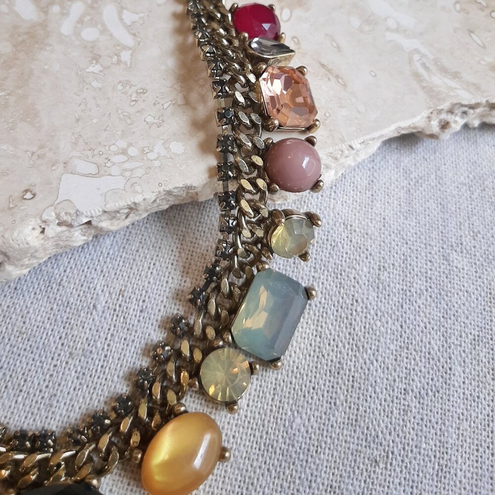 LOFT Faux Precious Gemstone Chunky Chain Statement 19" Necklace - Picture 6 of 10
